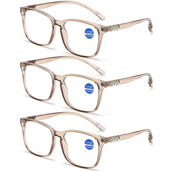 3 Pack Filter Blue Light Reading Glasses Square Presbyopic Glasses Large Clear Frame Readers