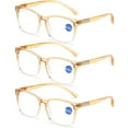 thumbnail image 1 of 3 Pack Filter Blue Light Reading Glasses Square Presbyopic Glasses Large Clear Frame Readers, 1 of 3