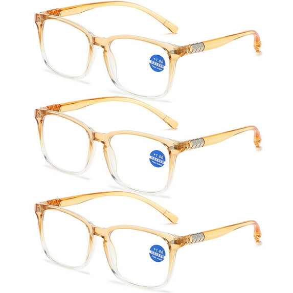 3 Pack Filter Blue Light Reading Glasses Square Presbyopic Glasses Large Clear Frame Readers