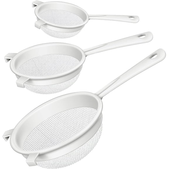 3 Pack Fine Mesh Strainers 3", 5", 7" Kitchen Sieves Sifters Strainers Set for Kefir Tea Juice Pasta Food Flour Baking