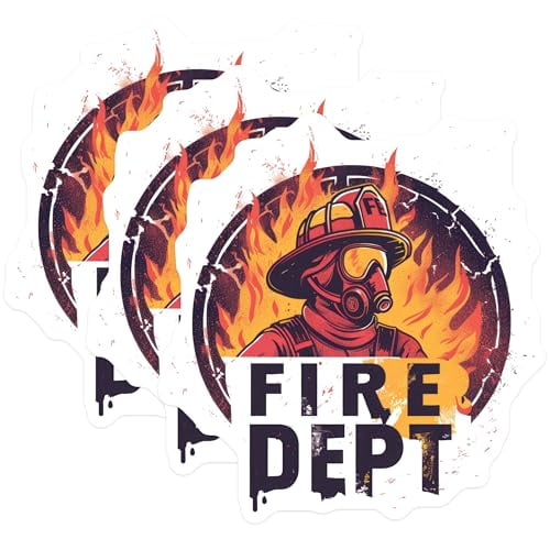(3 Pack) Firefighter Decals - Fire Dept Stickers - Laptop Decals- 3 Inches On Longest Side - Easy Peel & Apply - Made in USA - 3MCS5616