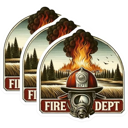 (3 Pack) Firefighter Decals - Fire Dept Stickers - Laptop Decals- 3 Inches On Longest Side - Easy Peel & Apply - Made in USA - 3MCS5816
