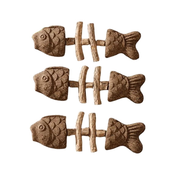 3 Pack Fishbone Wood Thunbergia Pet Cat Teething Stick,Natural Chew Toy For Cats, Whitening Fishbone Shape With Catnip & Silvervine, Teeth Cleaning Stick For Interactive Play & Health A