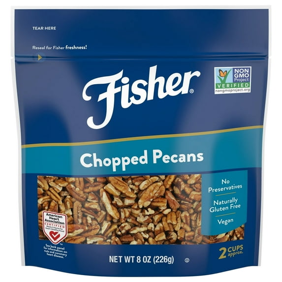 ( 3 Pack ) Fisher Chef's Naturals Gluten Free, No Preservatives, Non-GMO Chopped Pecans, 8 oz Bag