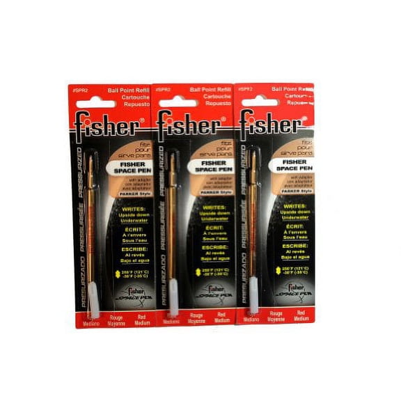 3 Pack Fisher Space Pen Red Ink Refills SPR2 Medium Tip