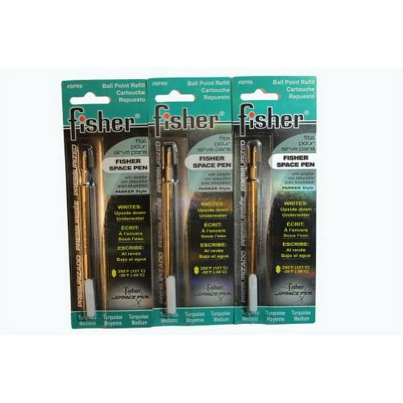 3 Pack Fisher Space Pen Turquoise Ink Refills SPR9 Medium Tip