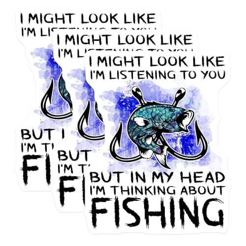 (3 Pack) Fishing Decals - Funny Fisherman - Bass Angler Laptop Decal - 3 Inches On Longest Side - Easy Peel & Apply - Made in USA - 3MCS4393