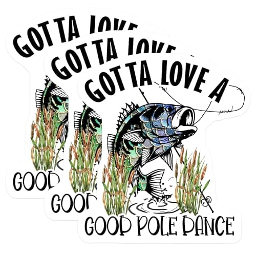 (3 Pack) Fishing Lover Decals - Funny Pole Dance - Bass Fishing Decal - 3 Inches On Longest Side - Easy Peel & Apply - Made in USA - 3MCS4397