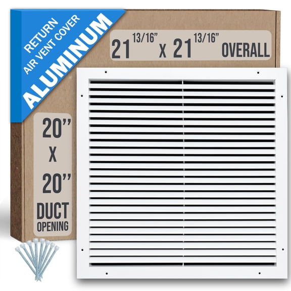 [3 Pack] Fits 20x20 Duct Opening | Aluminum Return Air Grille by Handua | Vent Cover Grill for Sidewall and Ceiling | Rust Free | Durable Powder Coating | HVAC Cold Air Intake Grille | White