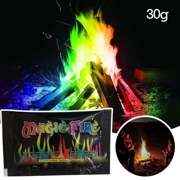 3 Pack Flame Colorant Powder for Fireplace, Bonfire Campfire - Color Changing Fire Magic, Creates Spectacular Rainbow Effect for Parties, Camping, Backyard BBQ, Beach Bonfires, 30g/sachet, By Harlik