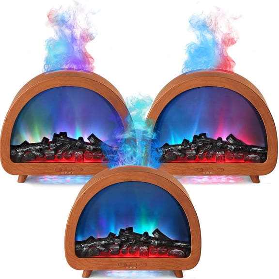 3 Pack Flame Essential Oil Diffuser 200ml Ultrasonic Cool Mist Humidifier 12 Colors LED Light with Remote Control Aromatherapy Diffuser for Home Bedroom Hotel Office Spa Yoga