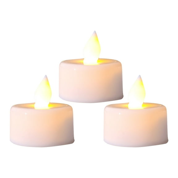 3-Pack Flameless LED Tea Lights - with Timer, Flickering, Battery Operated, 1.5x1.7 Inch