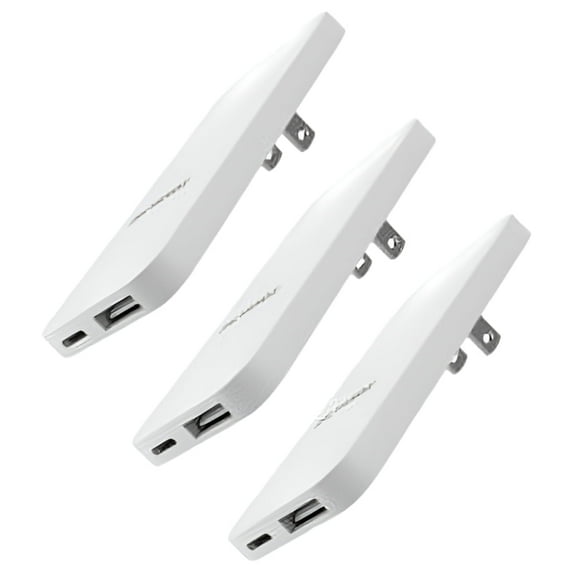 (3 Pack) Flat Type C Wall Charger, Galvanox Ultra Slim Dual Port USB-C / USB-A Multi Port Travel Plug, Low Profile Power Adapter (Fast Charging 20W)