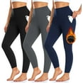 thumbnail image 1 of 3 Pack Fleece Lined Leggings Women with Pockets -Warm Winter Yoga Pants for Women Thermal Running Workout Leggings, 1 of 6