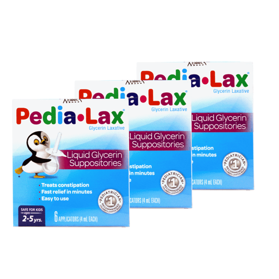 3 Pack - Fleet Pedia-Lax Liquid Glycerin Suppositories 6 Each