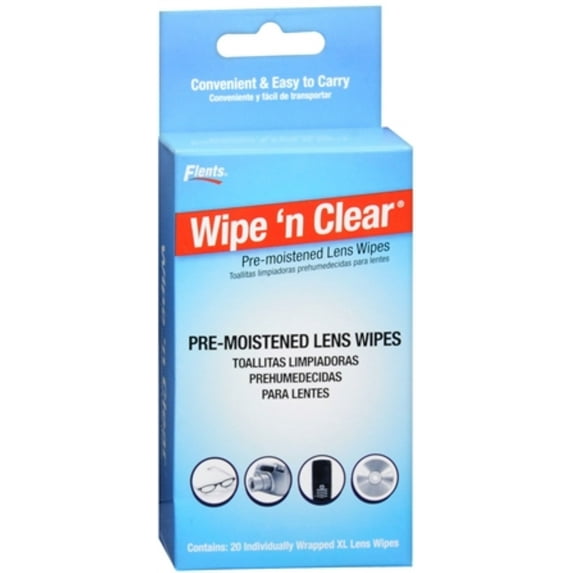 3 Pack - Flents Wipe 'N Clear Premoistened Tissues 20 Each