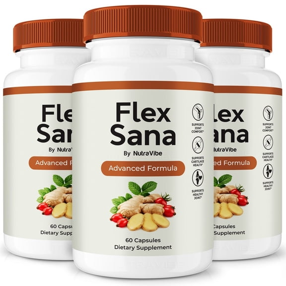 (3 Pack) Flex Sana Capsules – Natural Joint Support Formula for Flexibility, Mobility & Confidence in Movement | Daily Formula for Comfort, Recovery & Active Lifestyle (180 Capsules)