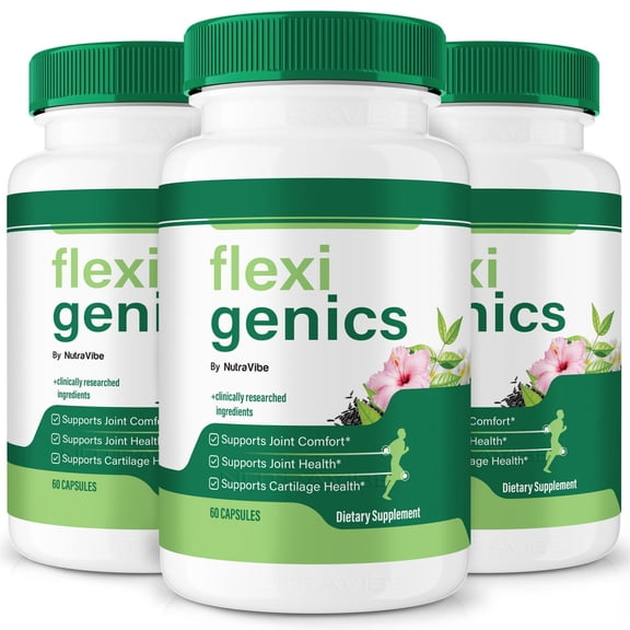 (3 Pack) Flexi Genics Pills, FlexiGenics Advanced Joint Support Supplement, All Natural Formula for Better Body Movement, Max Strength Capsules for Flexibility, Reviews (180 Capsules)
