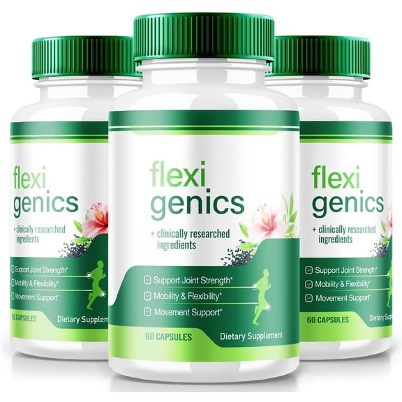 (3 Pack) Flexi Genics Pills, FlexiGenics Advanced Joint Support Supplement, All Natural Formula for Better Body Movement, Max Strength Capsules for Flexibility, Reviews (180 Capsules)