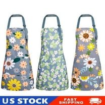 3 Pack Floral Aprons with Pocket, Womens Aprons Adjustable Kitchen Cooking Apron