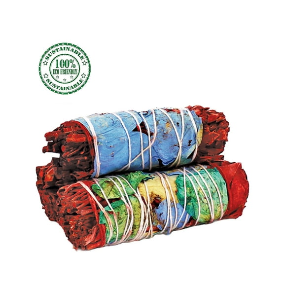 3 Pack Floral Dragon's Blood Multi Colored Rose Smudge Sticks with Guide