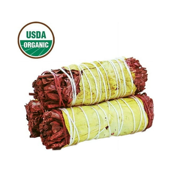 3 Pack Floral Dragon's Blood Yellow Rose White Sage Smudge Sticks | USDA Organic w/ Smudge Guide | ROSE PETAL | Sticks with Flowers