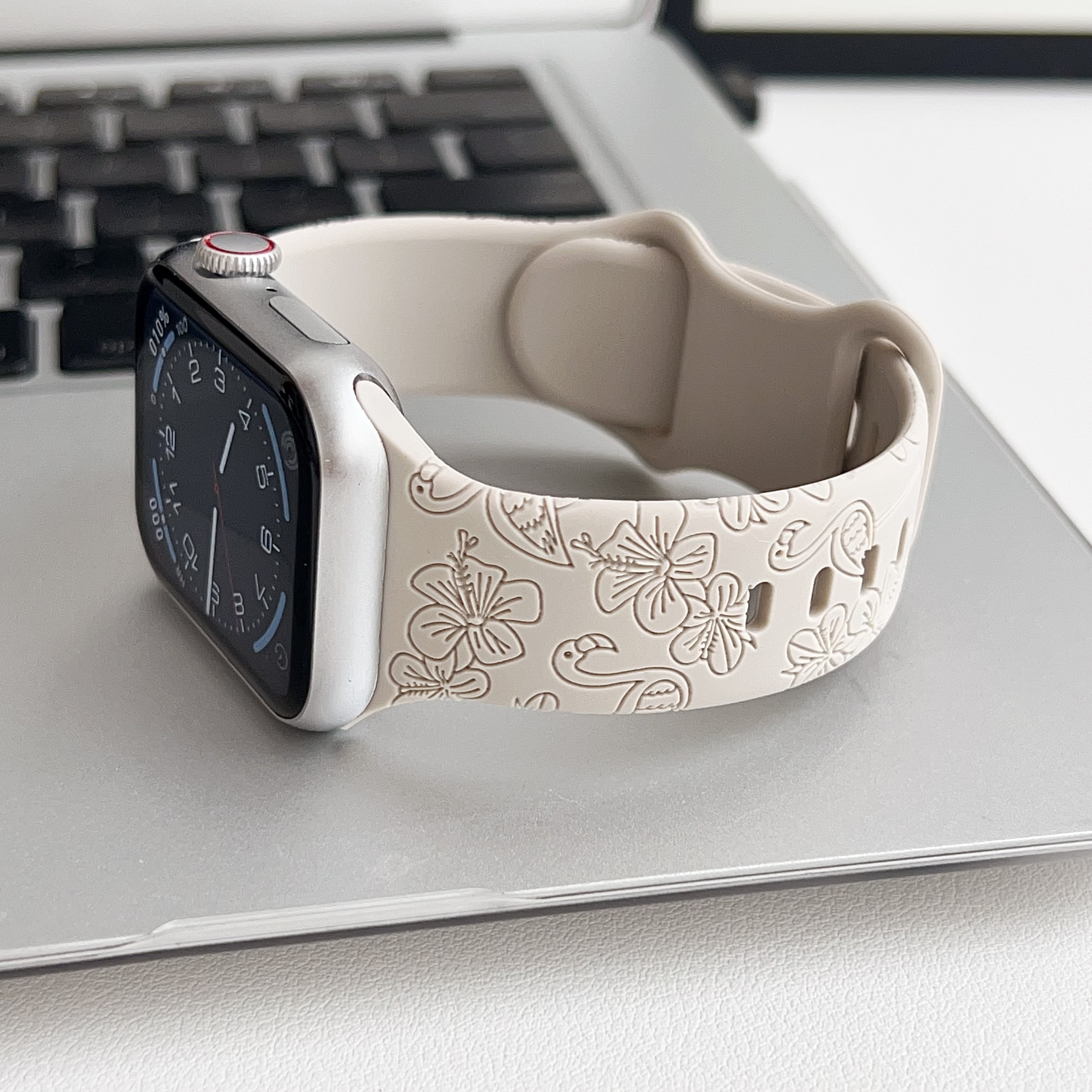 45mm Smartwatches Lilly Inspired Apple Watch Bands Coral Silicone