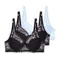 thumbnail image 1 of 3 Pack Floral Lace Underwire Bras Womens Plus Size Plunge Push Up T-Shirt Bras Support Demi Padded Bralette, 38/85B, 1 of 4