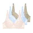 thumbnail image 1 of 3-Pack Floral Lace Underwire Bras Womens Plus Size Plunge Push Up T-Shirt Bras Support Demi Padded Bralette, 42/95C, 1 of 4