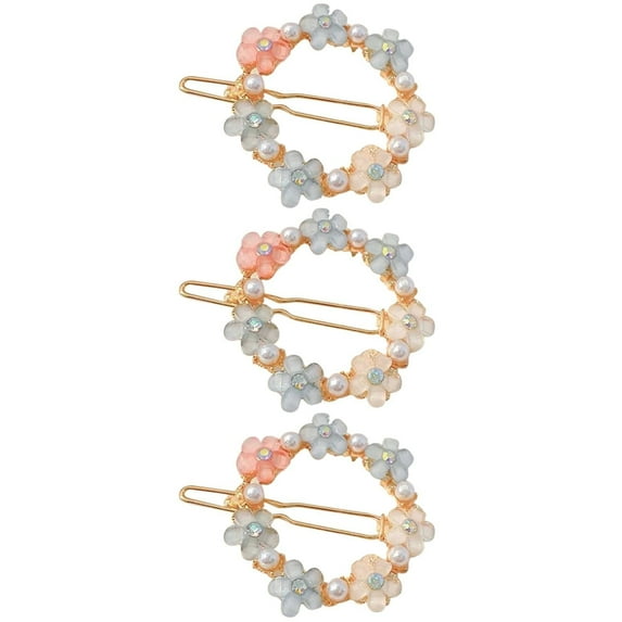 3 Pack Floral Rhinestone Hair Clips for Women Girls Elegant Gold Metal Hairpins Decorative Barrettes Hair Accessories