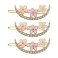 thumbnail image 1 of 3 Pack Floral Rhinestone Hair Clips for Women Girls Elegant Metal Gold Hair Accessories Decorative Barrettes, 1 of 8