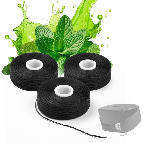 3 Pack Floss Refill Compatible with Burst Refillable Dental Floss Dispenser, Mint Flavor Bamboo Charcoal Floss for Food Residues Removal, Waxed, BPA-Free, 3 x 54 Yds