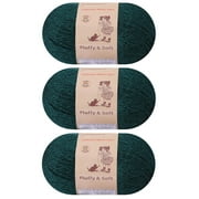 3-Pack Fluffy Wool Yarn by Yonkey Monkey. Lightweight and Soft. Knitting Crochet DIY Art Crafts (Dark Green 016)