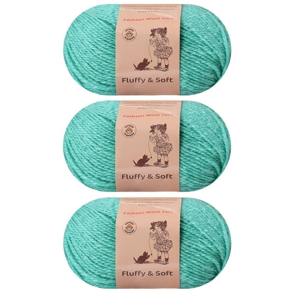 3-Pack Fluffy Wool Yarn by Yonkey Monkey. Lightweight and Soft. Knitting Crochet DIY Art Crafts (Turquoise 004)