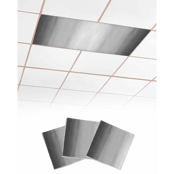 3 Pack Fluorescent Light Cover for Ceiling Lights, Grey Ombre Magnetic Classroom Light Filters 4x2 Feet, Vintage Gray Gradient Stripes Geometric Decorative Ceiling Shade Panel for Office