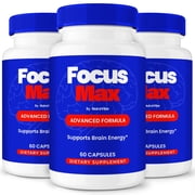 3 Pack Focus Max   Daily Formula with a Natural Blend to Help Maintain Focus, Memory & Concentration | Clean, Gentle, Easy-to-Swallow FocusMax Capsules for Everyday Sharpness 180 Capsules