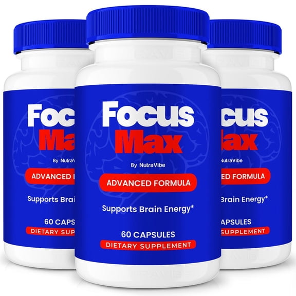 (3 Pack) Focus Max Daily Formula with a Natural Blend to Help Maintain Focus, Memory & Concentration | Clean, Gentle, Easy-to-Swallow FocusMax Capsules for Everyday Sharpness (180 Capsules)