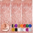 thumbnail image 1 of 3 Pack Foil Curtain Backdrop Rose Gold Metallic Tinsel Foil Fringe Curtains Photo Booth Props for Birthday Wedding Engagement Baby Shower Bachelorette Christmas Holiday Celebration Party Decorations, 1 of 7