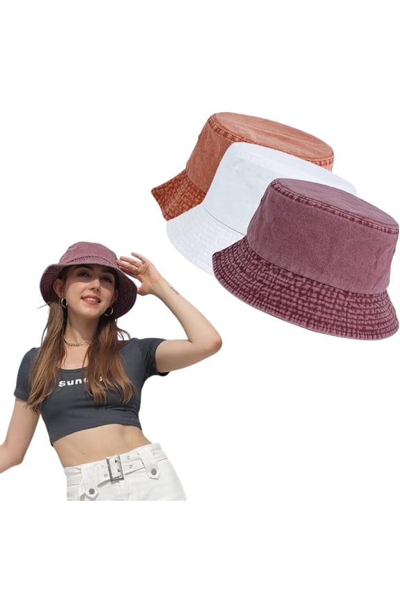 3 Pack Foldable Cotton Bucket Hats for Women Men, Lightweight Breathable Sun Protection Hat for Summer, Outdoor, Beach and Travel