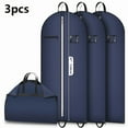 thumbnail image 1 of 3-Pack Foldable Garment Bags - Hanging Clothes Storage w/ Clear Window & Pockets - Travel/Closet Organizer for Coats, Dresses, Shirts, 1 of 11