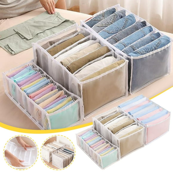 3-Pack Foldable Mesh Closet Organizers – Heavy-Duty Nylon Storage Boxes for Clothes, Drawers & Wardrobes, Breathable, Machine-Washable Space Savers White