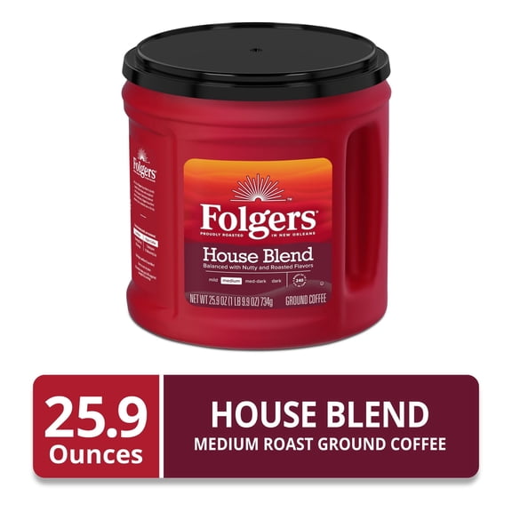 3 Pack - Folgers House Blend Ground Coffee, Medium Roast, 25.9 oz Canister