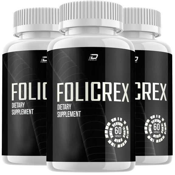 (3 Pack) Folicrex Hair Growth Pills Folicrex Extra Strength Vitamins Reviews Suppliment (180 Capsules)