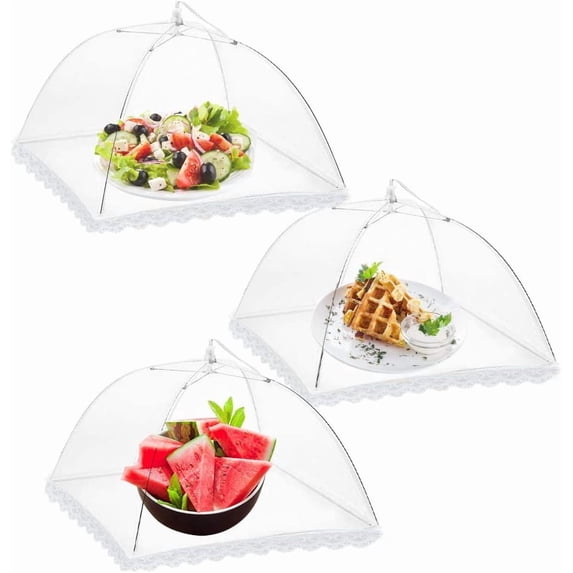 3 Pack Food Covers 12 Inch Pop-Up Encrypted Mesh Plate Serving Tents ...