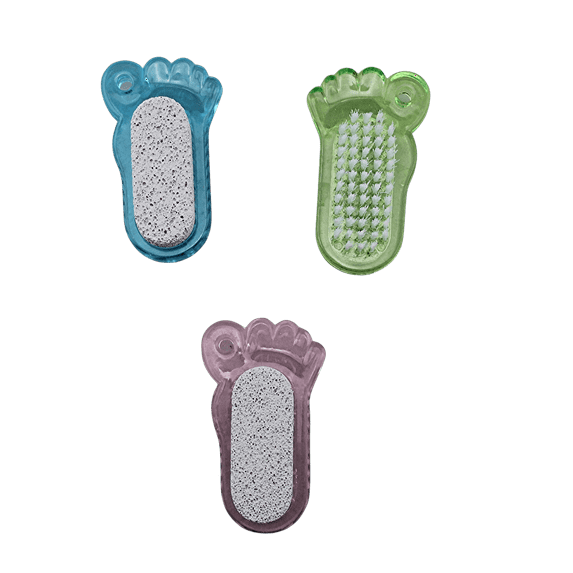 3 Pack Foot Pumice and Nail Brush Pedicure Tool Exfoliating Scrubber- Home and Travel Assorted Colors