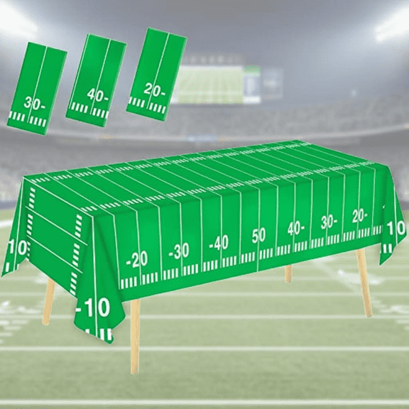 3-Pack Football Party Tablecloth Set (54x108 Inches), Touchdown-Themed Plastic Table Cover for Birthday Decorations, Tailgate Parties, and Sports Events