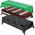 thumbnail image 1 of 3-Pack Football Plastic Tablecloth Set - Waterproof & Oil-Resistant, Each 54" x 108" - for Game Day, Tailgate, Super Bowl, Birthday Party Decorations (Green, Brown, Black Designs), 1 of 7