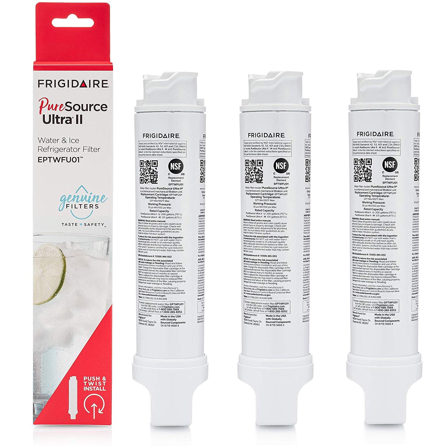3 Pack For EPTWFU01 PureSource Ultra II Refrigerator WaterFilter Sealed