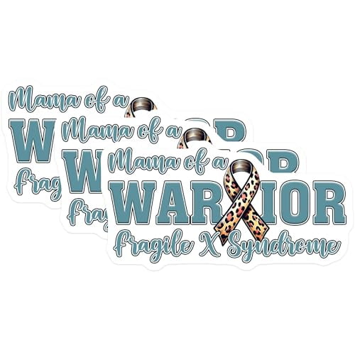 (3 Pack) Fragile X Syndrome Decals - Warrior Mama - Awareness Ribbon Decals - 3 Inches On Longest Side - Easy Peel & Apply - Made in USA - 3MCS6973