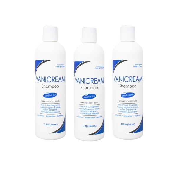 Vanicream Shampoo for Sensitive Skin Fragrance Free 12 oz (Pack of 3)